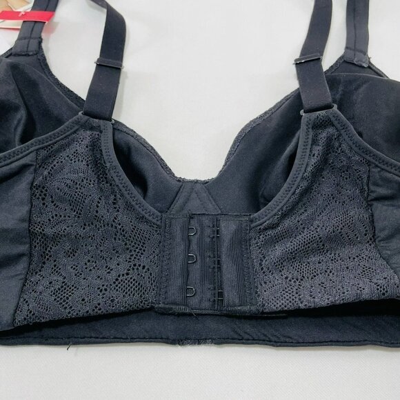 Playtex Bra Wireless Ultra Soft Wire Free Size M Black Comfort Full Coverage New - Picture 6 of 12